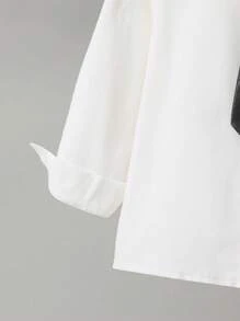 SHEIN 2 件套年轻男孩字母印花领衬衫和裤子套装，保暖内衬，加厚 - 彩色 - 查看 4