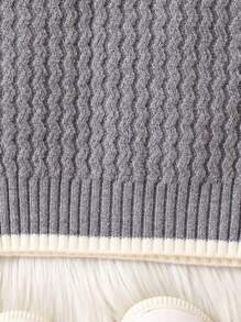 男童粗针织半高领毛衣 - 灰色 - 查看 4