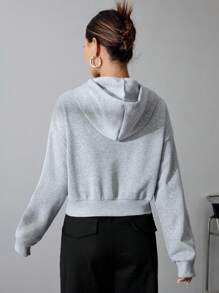 SHEIN Unity Women's Drawstring Hoodie Sweatshirt - Dark Grey - View 3