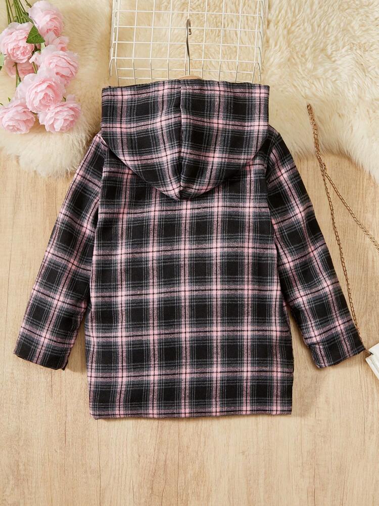 Toddler Girls' Plaid Fleece Patchwork Hooded Coat For Autumn/winter