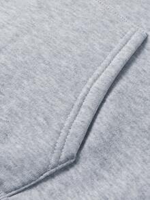 SHEIN EZwear 女式卡通印花连帽运动衫，配有抽绳和保暖内衬 - 淺灰色 - 查看 6