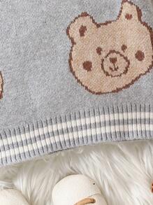 Young Boys' Bear Print Sweater - Grey - View 6