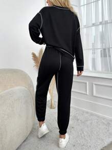 RueChic 明线落肩运动衫和运动裤