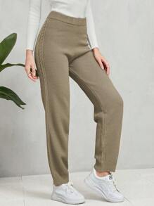 Mulvari Màu thuần Thẳng Quần len - Màu be - Xem 3