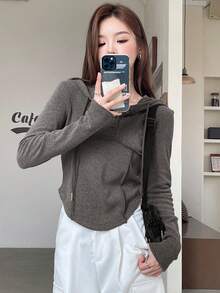 Dazy Star 長袖連帽t恤 - 灰色 - 查看 2