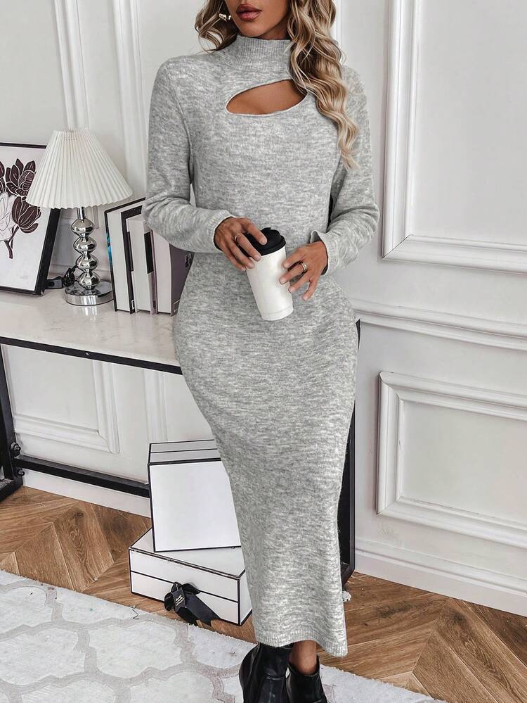 Women's Hollow Slit Sweater Dress Fall Cloth For Women