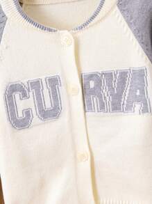 男嬰字母圖案開襟衫毛衣 - 灰色 - 查看 4