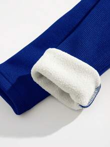 SHEIN Unity 女士圆领罗纹 T 恤，带保暖衬里 - 寶藍色 - 查看 4