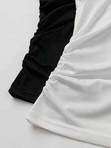 SHEIN Unity 2 Miếng Chất rắn Cổ cao Áo thun - Nhiều màu - Xem 6