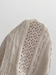 Chiquease 麻花针织落肩套头衫秋冬毛衣 - 卡其色 - 查看 7