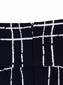 SHEIN LUNE Women's Plus Size High Waist Plaid Skirt - Navy Blue - View 3