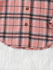 青少年女孩格紋口袋補丁外套