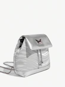 SHEIN ICON Mini Fashion Backpack - Silver - View 3