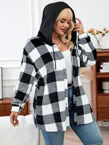 Calvaya 女款大尺碼格紋束口帽夾克 - 彩色 - 查看 4