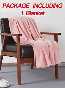 1入組素色顏色毯子 - 粉色 - 查看 4