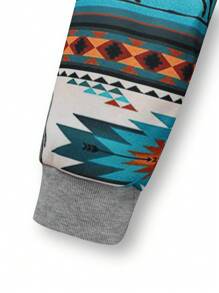 Manfinity Homme Loose Fit Men's Half Button Animal Printed Sweatshirt - Grey - View 3