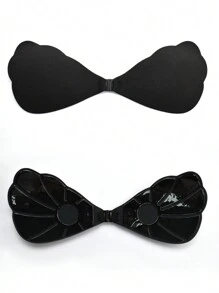 1pc Backless Adhesive Scallop Trim Bra - Black - View 5