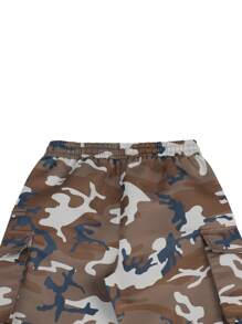 Manfinity EMRG Pantalones Cargo Con Puños Y Estampado De Camuflaje Para Hombre Con Bolsillos Con Solapa - Marrón - Ver 5
