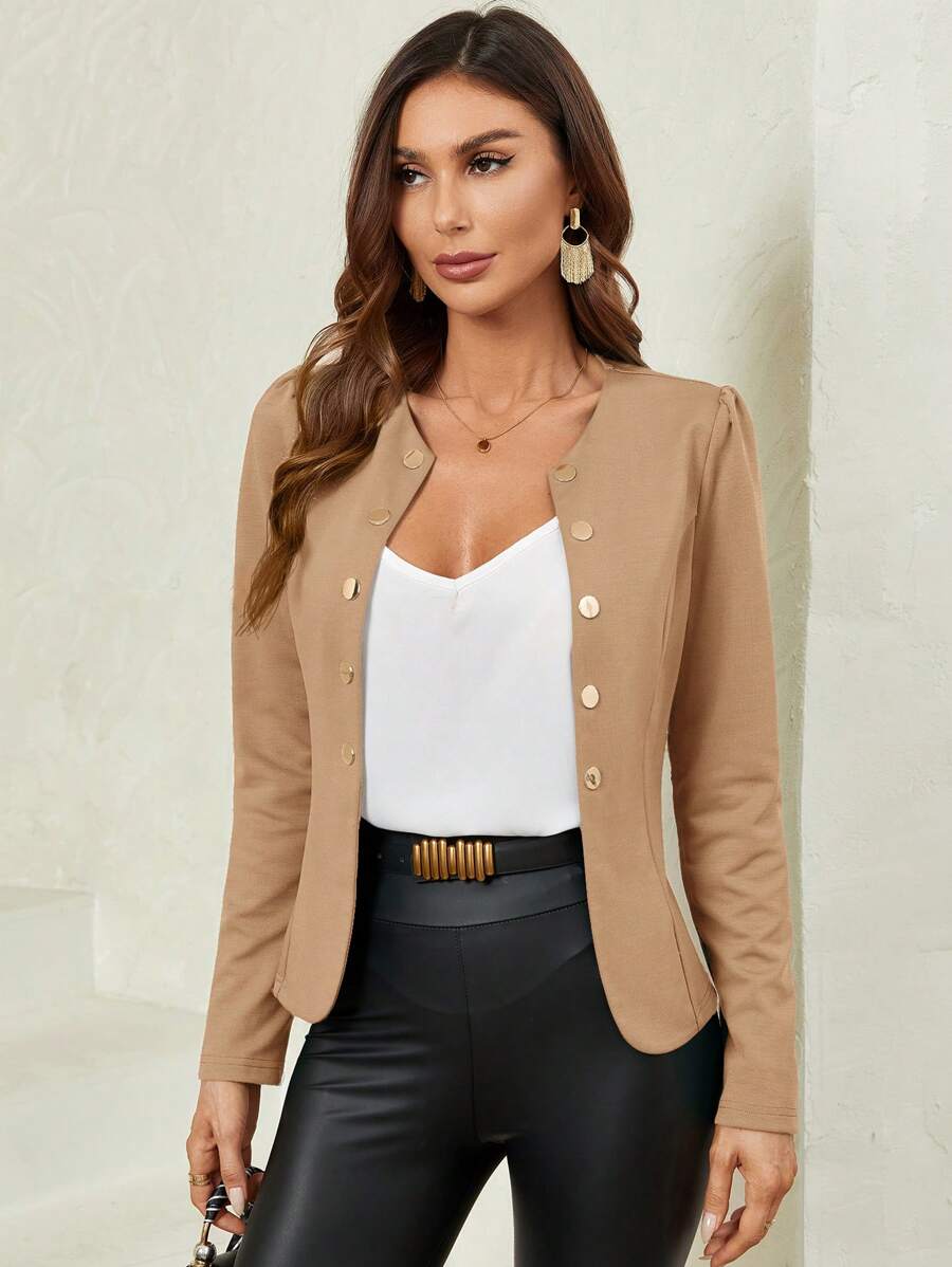 SHEIN Clasi Women's Button Up Jacket - Apricot - View 1