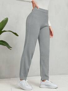 Mulvari Solid Colored Sweater Pants - Light Grey - View 4