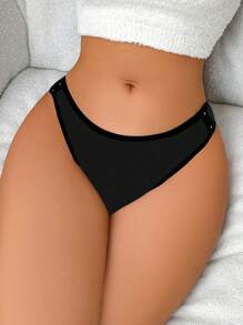 Chiloți triunghi negri cu închidere cu cârlig pentru femei