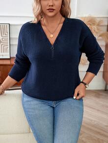 Calvaya Plus Size Women's Batwing Sleeve Sweater - Royal Blue - View 4