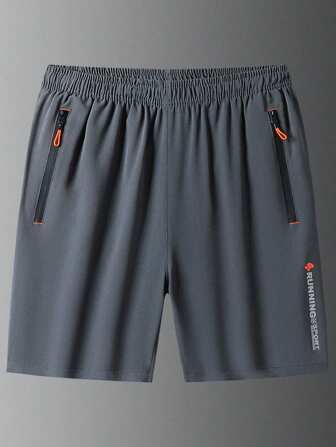 男士字母圖案拉鍊口袋短褲