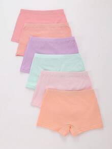6入組幼兒女孩純色蝴蝶結細節方腿內褲 - 彩色 - 查看 2