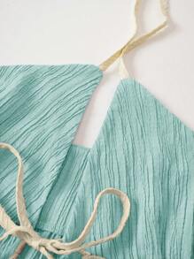 SHEIN Unity Color-block Edging Halter Neck Camisole Top - Cadet Blue - View 6
