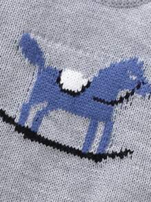 SHEIN Baby With Little Horse Pattern Knitted Sweater - Grey - View 4