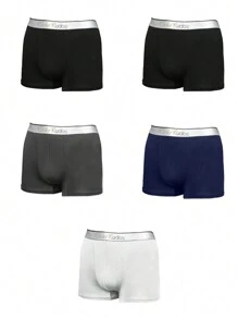 Men's Solid Color Boxer Briefs (5pcs/set) - Multicolor - View 1