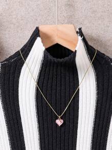 Suéter De Cuello Alto De Rayas Verticales Para Niña Adolescente