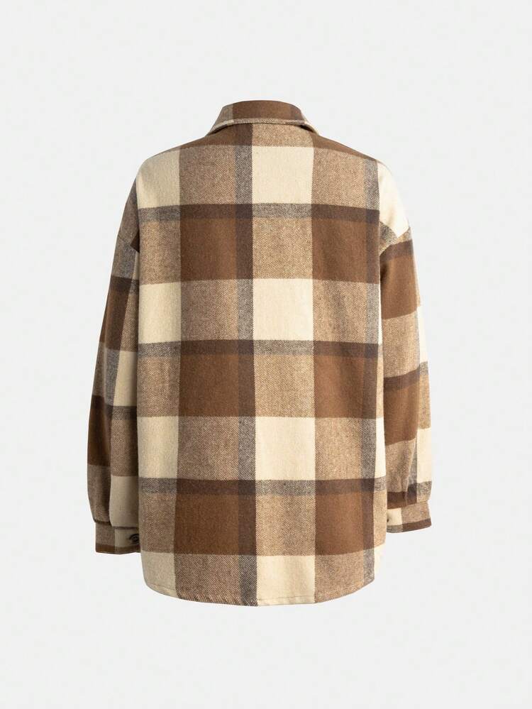 Plaid Pattern Flip Pocket Jacket
