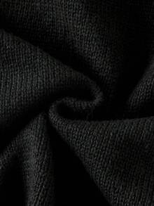 SHEIN Suéter De Cuello Alto De Color Sólido Para Niña - Negro - Ver 3