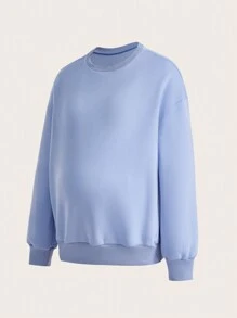SHEIN Maternity Solid Color Fleece Sweatshirt (3pcs Set), For Winter - Multicolor - View 8