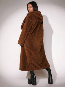 SHEIN SXY Của phụ nữ Sang trọng áo Với Quá lớn Vòng cổ Và - màu nâu - Xem 2