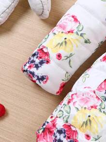 SHEIN Kleine Mädchen Kapuzenjacke mit Blumenmuster und Felldetails, gefüttert