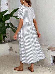 Breezaya Women's Striped Dress - Black and White - View 2