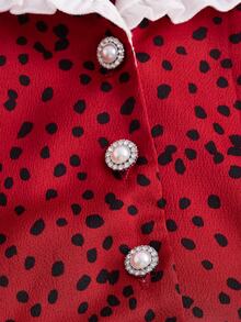 SHEIN DECDS Vintage & Elegant Women'S Bodycon Dress With Large Collar And Mermaid Hem For Autumn/Winter - Red - View 10