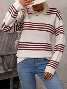 SHEIN LUNE Women'S Striped Drop Shoulder Sweater - Multicolor - View 5