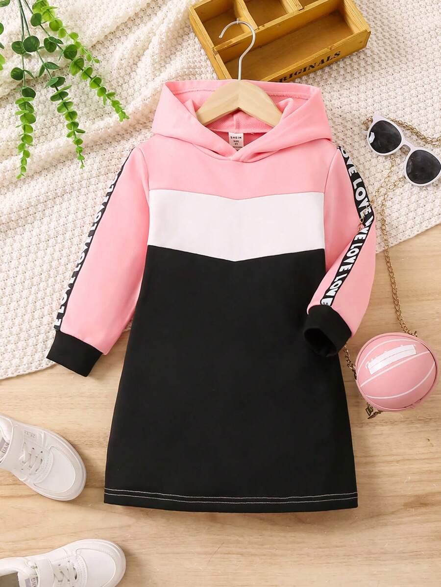 SHEIN Nhỏ bé Cô gái áo có mũ Vá lại Áo nỉ - Nhiều màu - Xem 1