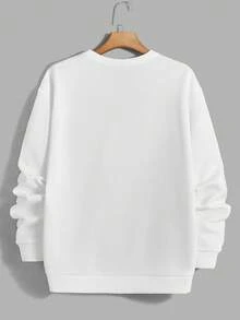 Manfinity RebelGame 男性加大號紋理圖案休閒長袖運動衫 - 白色 - 查看 2