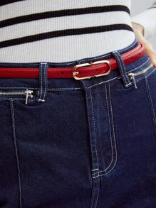 MOTF PREMIUM SLIM GOLDTONE BUCKLE BELT ELEGANT,SCHOOL - Red - View 2