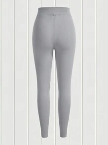 SHEIN EZwear 2 piezas Leggings unicolor de cintura con cordón