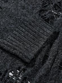 Manfinity EMRG Men Solid Ripped Drop Shoulder Sweater