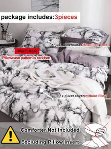 Marble Pattern Duvet Cover Set Without Filler - Multicolor - View 4