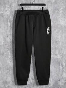Manfinity Men's Plus Size Christmas Printed Hoodie And Sweatpants Set - Black - View 5