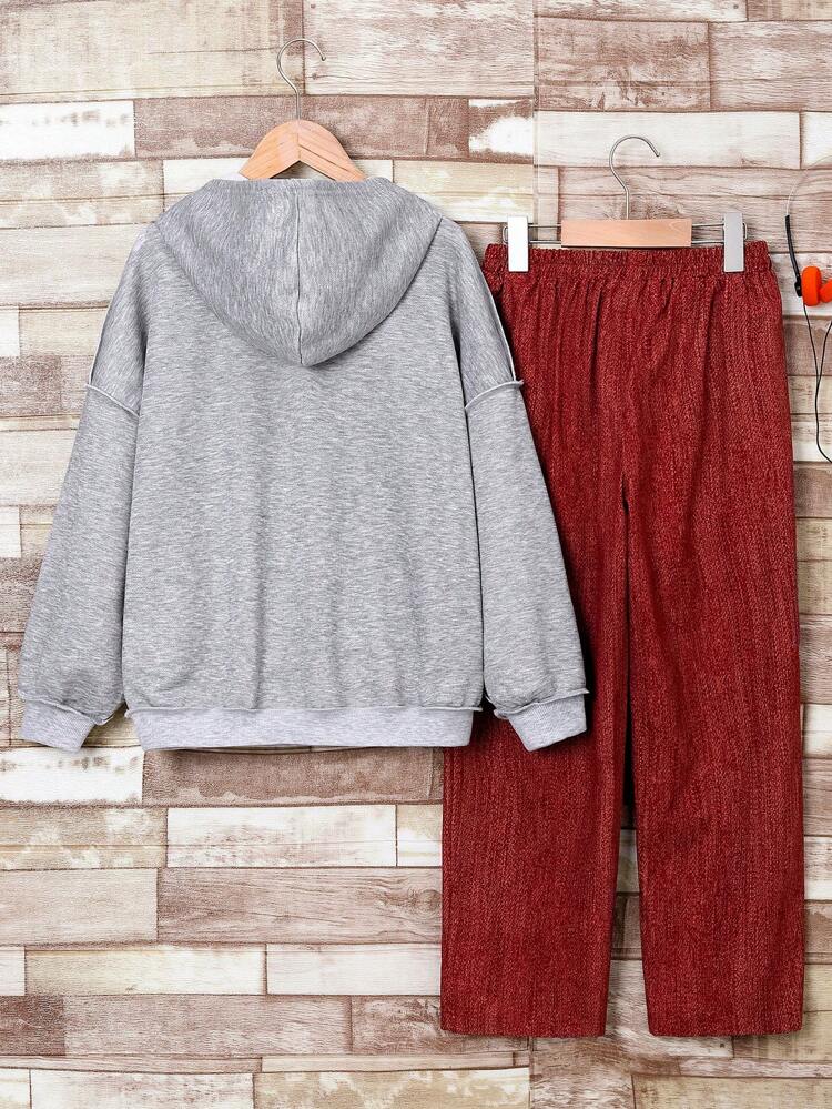 Tween Boy Letter & Figure Graphic Hoodie & Jeans