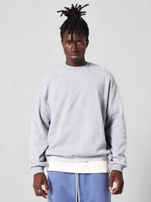 SUMWON Heavyweight Classic Crew Neck Sweatshirt Athletic Casual Pullover Winter Essentials Sports Base Layer Workout Gym Loungewear