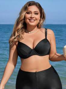 Swim Vcay Summer Beach Plus Size Women's Swimwear Padded Bikini Top - Multicolor - View 3